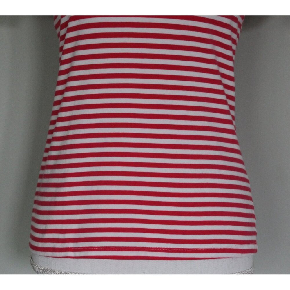 J. McLaughlin Allie Tee Bright Coral & White Striped Shirt Top, Size S Small - Picture 4 of 11